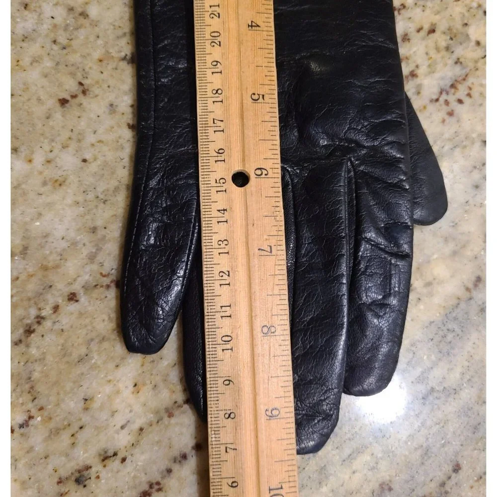 New! Size L Women's Black Leather Gloves 9.5